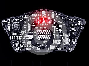 X-ray image of  engine control unit or ECU