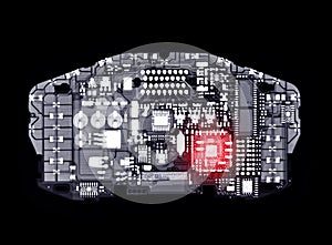 X-ray image of  engine control unit or ECU