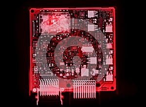 X-ray image of  engine control unit or ECU