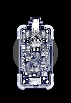 X-ray image of engine control unit or ECU in Motorcycle.