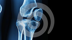 X-ray image of the knee anatomy and joint structures