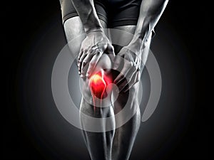 X-ray image. Knee bone pain,