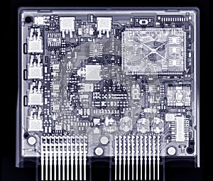 X-ray image of mother board of engine control unit or ECU in Motorcycle