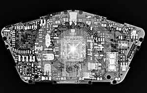 X-ray image of mother board of engine control unit or ECU in Motorcycle