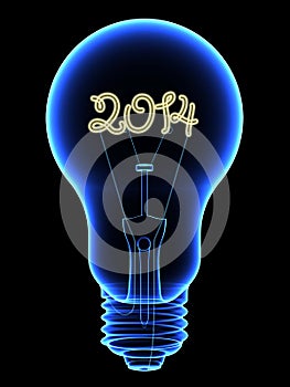 X-Ray lightbulb with sparkling 2014 digits inside