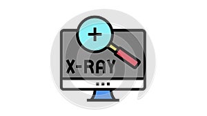 x-ray radiology researching on computer screen color icon animation