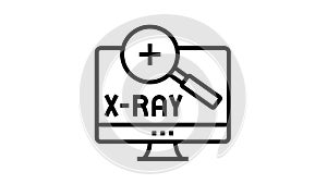x-ray radiology researching on computer screen line icon animation