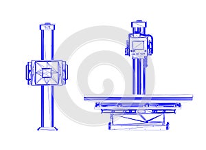 X-ray scanner machine wireframe for radiology treatment