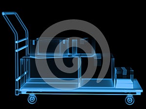 X ray trolley with storage boxes