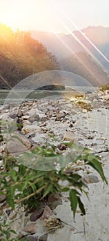 Rays of the dawn over the River