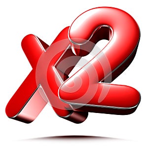 X2 red 3D illustration.