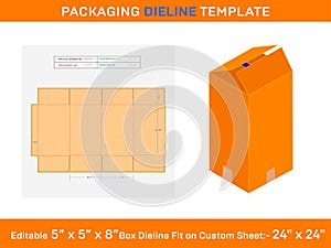 5x5x8 Regular Slotted Container RSC Box, Dieline Template photo