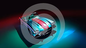 1960's Chevrolet Corvette Automotive Art on a colorful background, AI-generated.