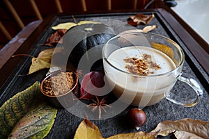 It is time for coffee in autumn style photo