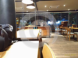 It& x27;s midnight and starbucks cafe is about to close photo
