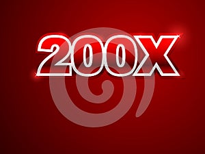 200x sign in red background photo