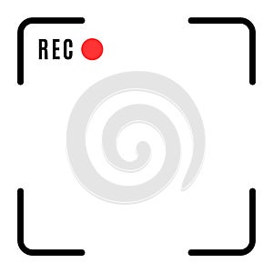 1x1 square camera video frame. Camcorder ui overlay. Videocamera frame with record indicator