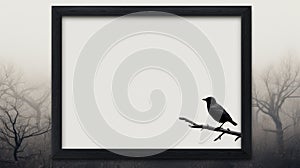 Minimalist 7x5 Window Frame Mockup On Raven Background photo