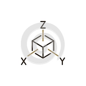 X Y Z Axis cube vector Tridimensional Coordinate Spaces colored icon photo