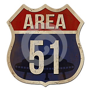 "Area 51" vintage sign isolated on white background, vector illustration