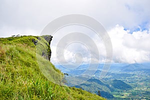 "Phu Chi Fah" an important tourist destination of Chiang Rai, Thailand, Greenness of nature during the rainy season