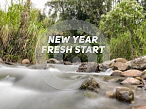 'New year fresh start' text background. New year concept. Stock photo.