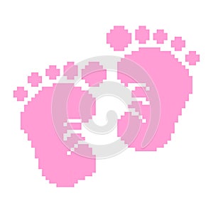 It's a Girl. Baby girl shower card. vector illustration in Pixel retro illustration