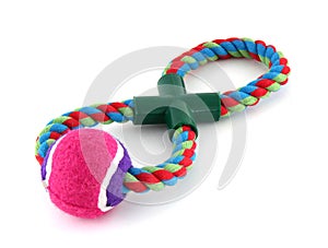It's a pink tennis ball on a rope. It's for playing with a dog and dragging