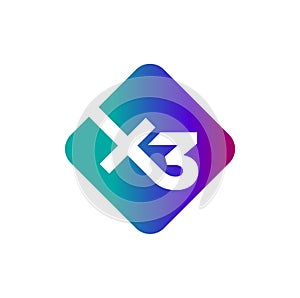 X3 unit icon. X3 monogram with multicolor