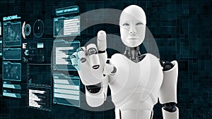 XAI Futuristic robot, artificial intelligence CGI big data analytics and programming
