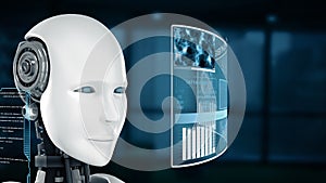 XAI Futuristic robot, artificial intelligence CGI big data analytics and programming