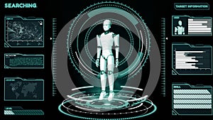 XAI Futuristic robot, artificial intelligence CGI big data analytics and programming