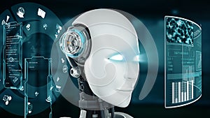 XAI Futuristic robot, artificial intelligence CGI big data analytics and programming
