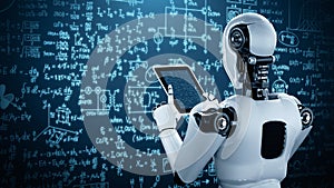 XAI Robot hominoid using tablet computer for engineering science studying