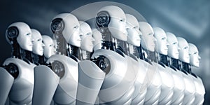 XAI 3D illustration of robot humanoid group