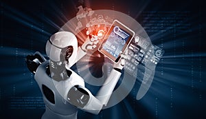 XAI Robot humanoid using tablet computer for big data analytic