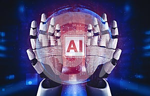 XAI Future artificial intelligence and machine learning for AI droid robot or cyborg