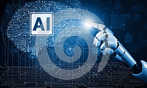 XAI Future artificial intelligence and machine learning for AI droid robot or cyborg