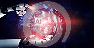 XAI Future artificial intelligence robot and cyborg.
