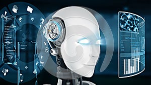 XAI Futuristic robot, artificial intelligence CGI big data analytics and programming