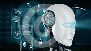 XAI Futuristic robot, artificial intelligence CGI big data analytics and programming