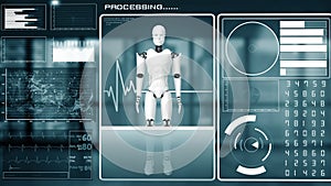 XAI Futuristic robot, artificial intelligence CGI big data analytics and programming