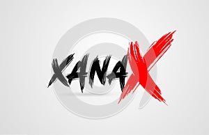 Xanax grunge brush stroke word text for typography icon logo design
