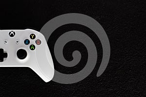 Xbox game console controller on black background