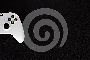 Xbox game console controller on black background
