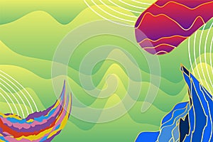 Abstract background with gradient waves and ornamental shapes overlays. photo