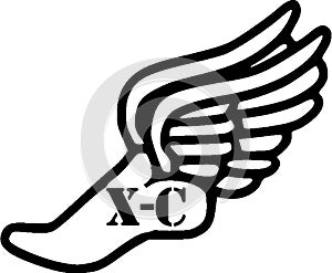 XC written in a flying foot logo