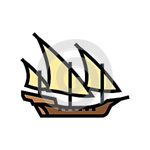 xebec ancient ship color icon vector illustration