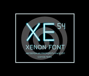 Xenon fonts on back background. Vector neon fonts