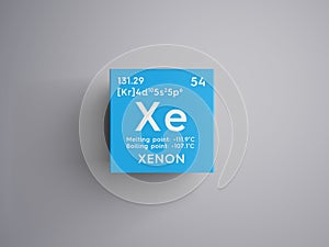 Xenon. Noble gases. Chemical Element of Mendeleev\'s Periodic Table. 3D illustration